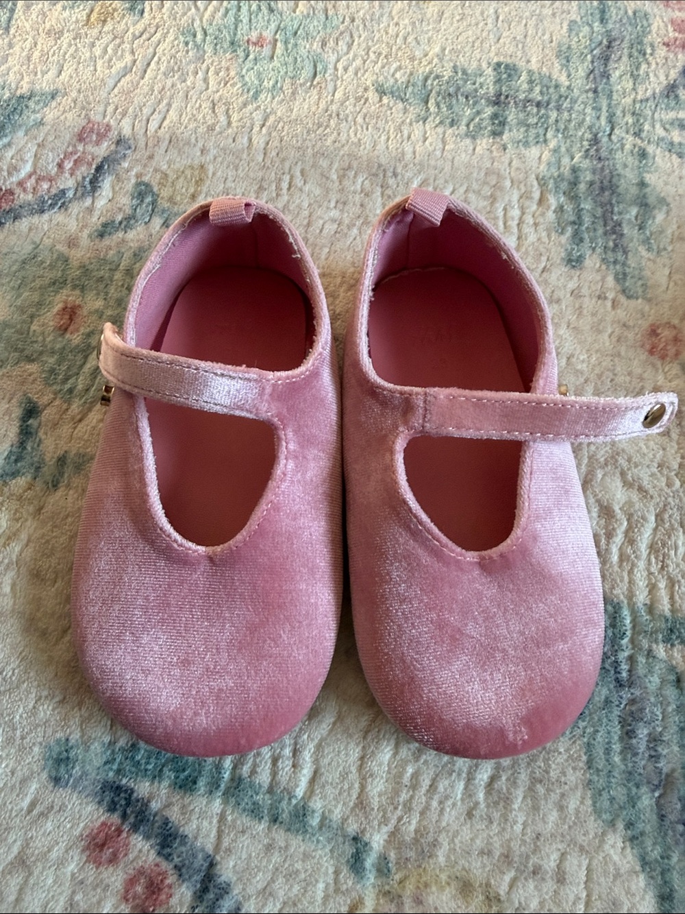 H&M Baby Pink Velvet Mary Jane Kids Shoes